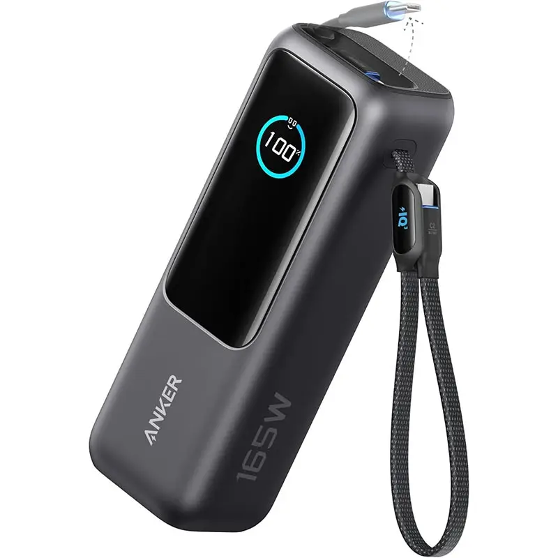 Anker Zolo Power Bank (25,000mAh, 165W, Built-in Retractable Cables) – A1695H11 – Black